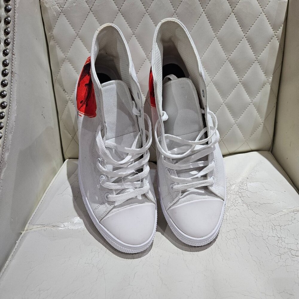 RAAD Shop White Canvas High-Top Sneakers With Red Koi Fish Design US 11M / EU 45